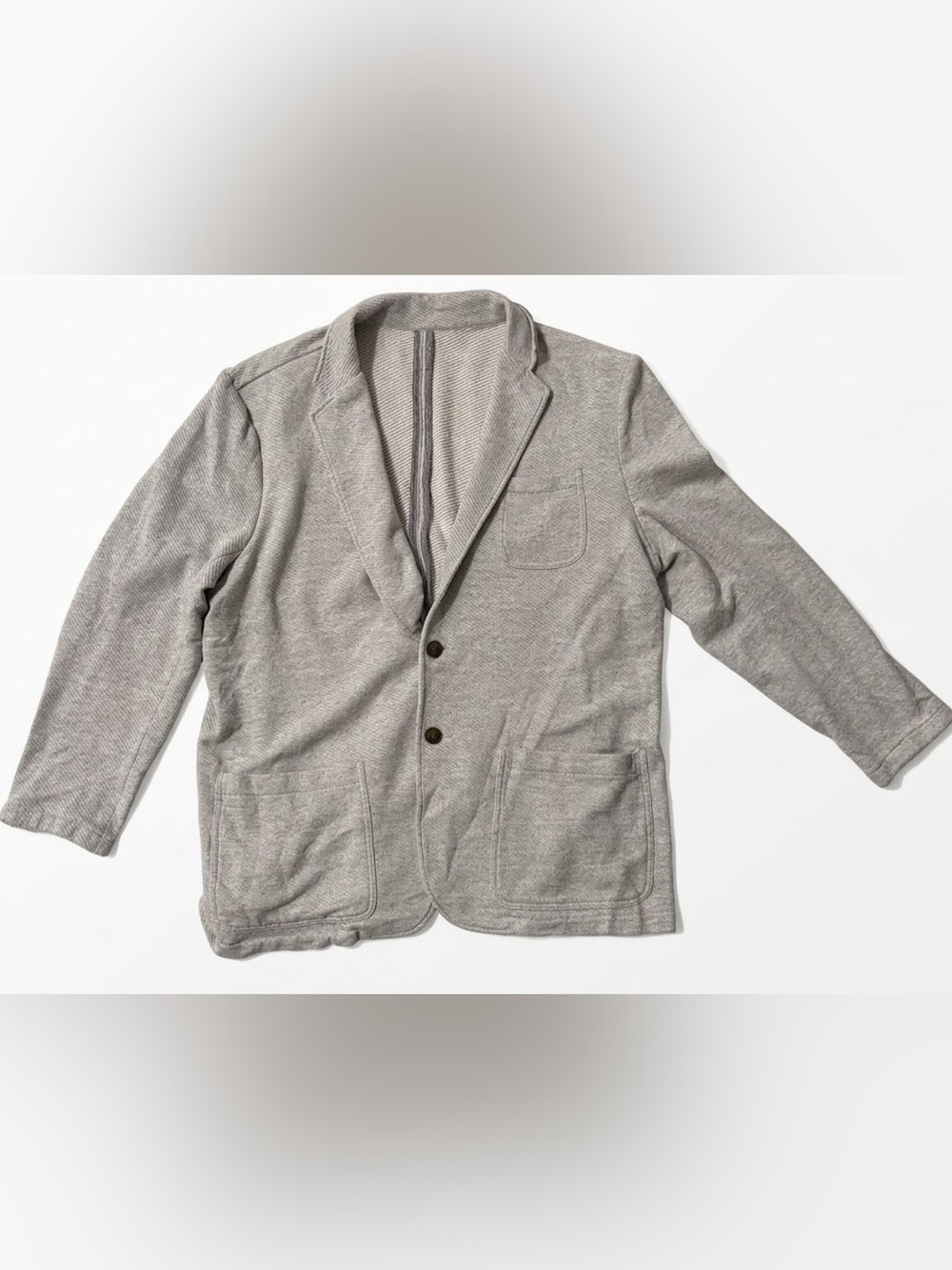Men's Light Gray Knit Blazer Jacket - Classic Casual Layer